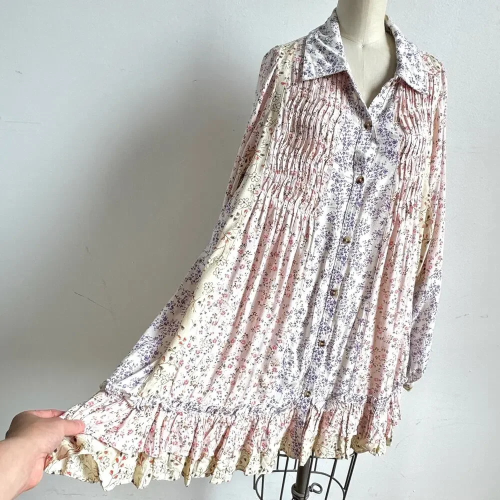 NWT FREE PEOPLE Lost In You Floral Print Ruffled Tunic